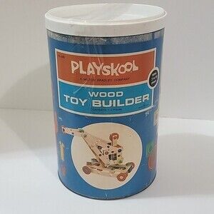 PLAYSKOOL Milton Bradley Vintage Wood Toy Builder Set